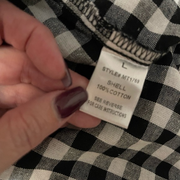 Oli and Hali Black and White Checkered Button Down Shirt - NWT size L - Picture 4 of 5